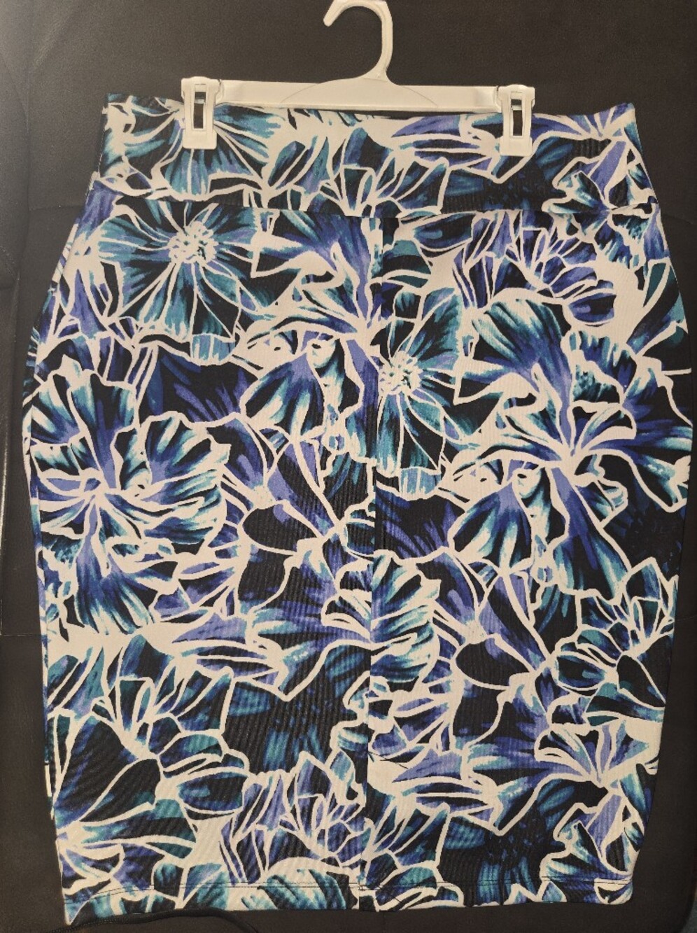 Floral Blue & White Pencil Skirt